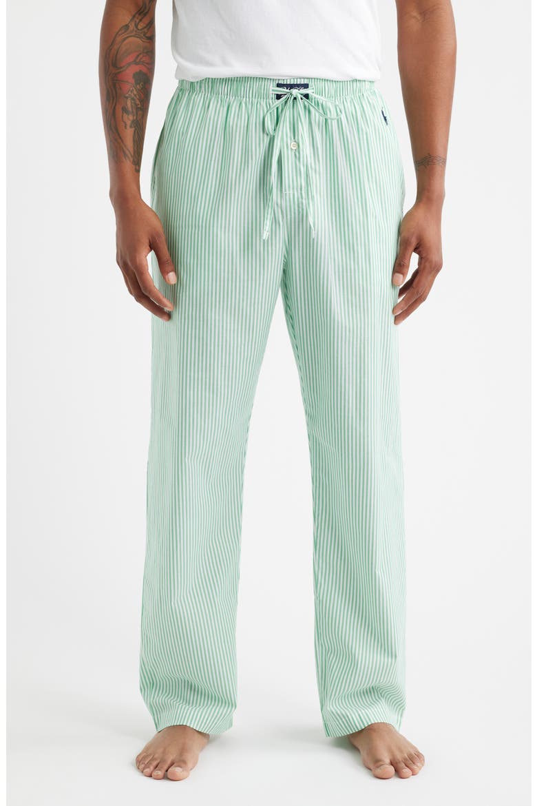 Yarn-Dyed Cotton Pajama Pants, Main, color, GREEN STRIPE CRUISE NAVY