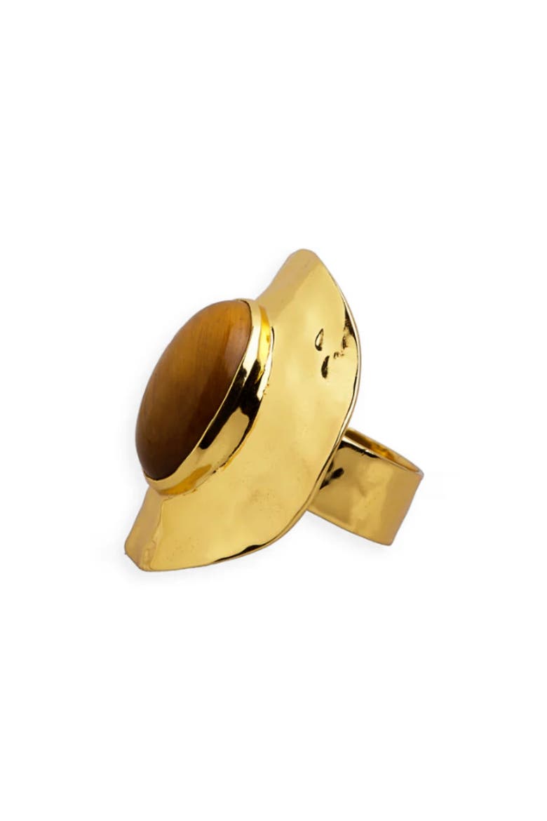 Cabochon Tiger's Eye Ring, Alternate, color, GOLD