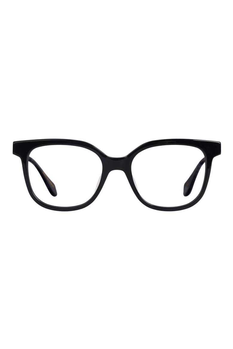 Lahela 52mm Low Nose Bridge Medium Width Square Optical Glasses, Main, color, BLACK LAVA / CLEAR LENSES