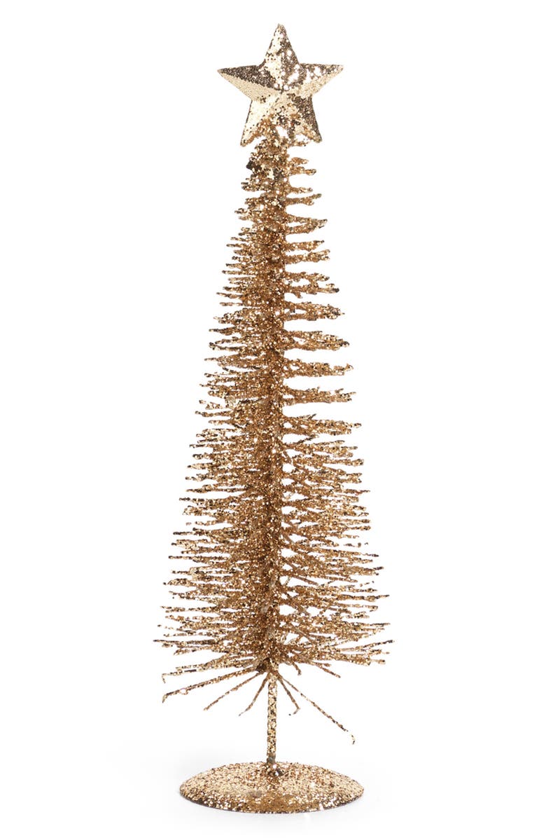 Zodax Treasure Mountain Set of 6 Ten-Inch Gold Tree Decorations, Main, color, Gold