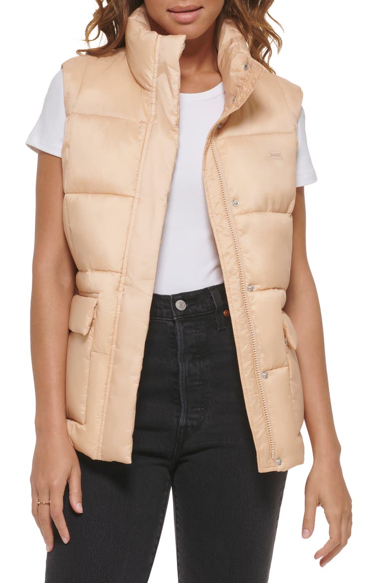 Box Quilt Puffer Vest, Main, color, FRAPPE