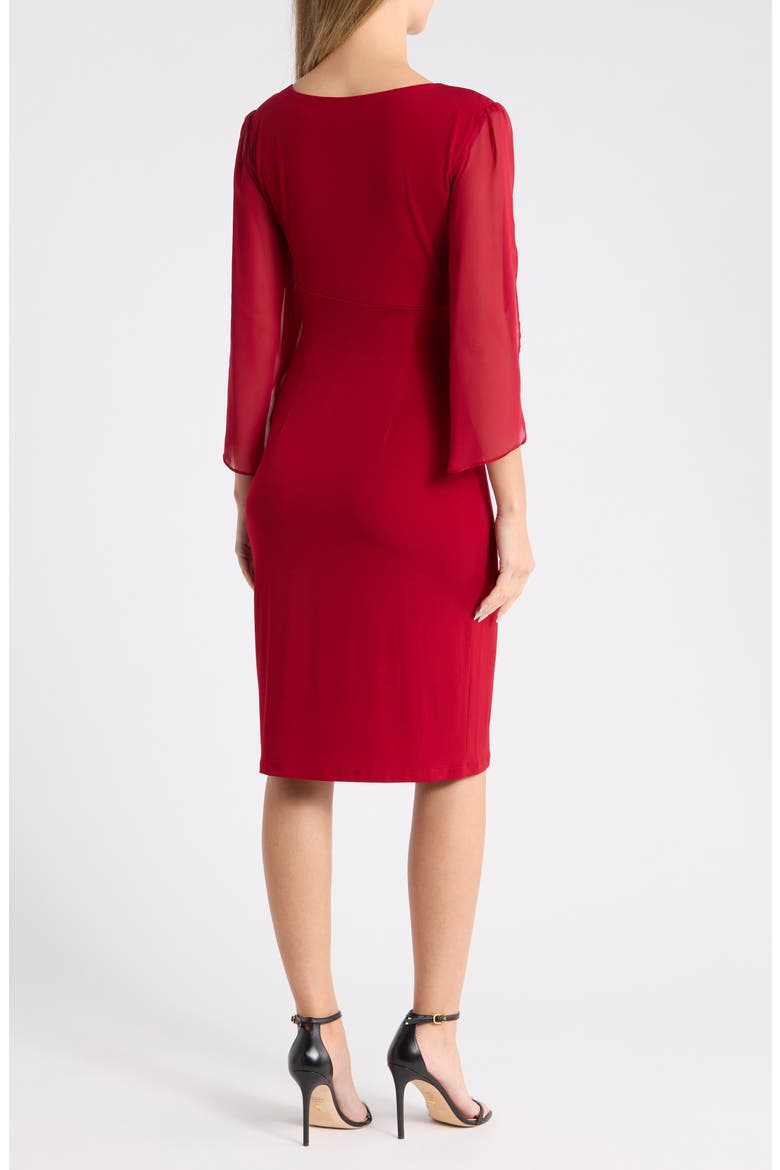 Sheer Sleeve Dress, Alternate, color, CRIMSON