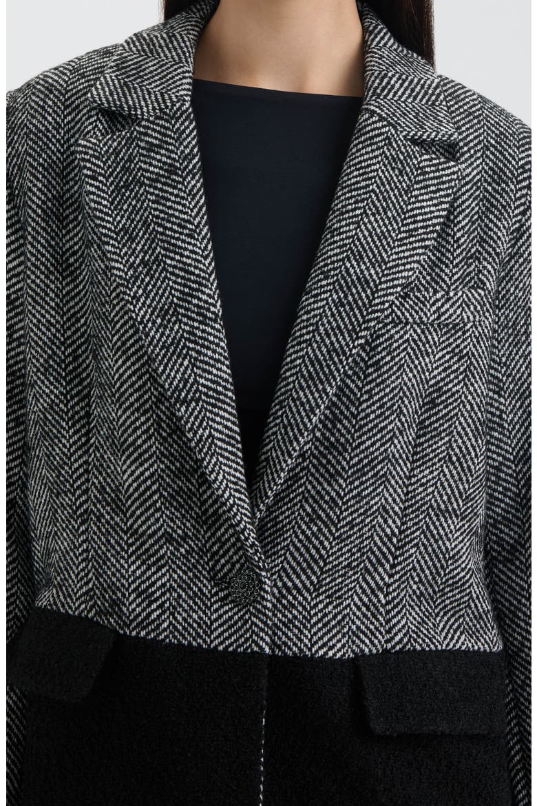 Tweed Colorblock Blazer, Alternate, color, BLACK HERRINGBONE