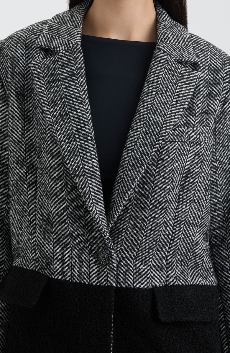 NVLT Tweed Colorblock Blazer, Alternate, color, Black Herringbone