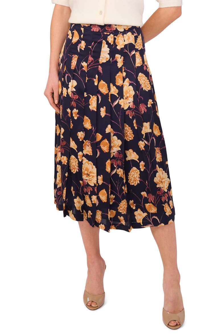 Pleated Midi Skirt, Main, color, BARITONE BLUE