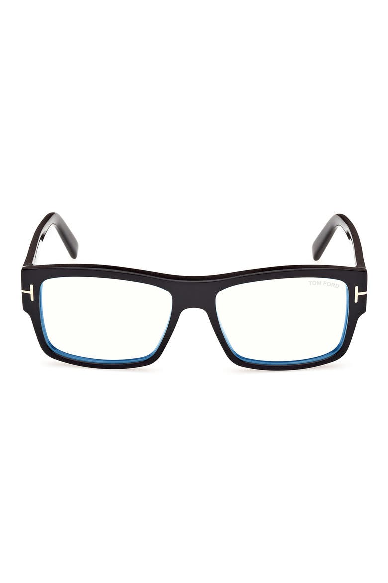55mm Square Blue Light Blocking Glasses, Main, color, BLACK ECO / T LOGO