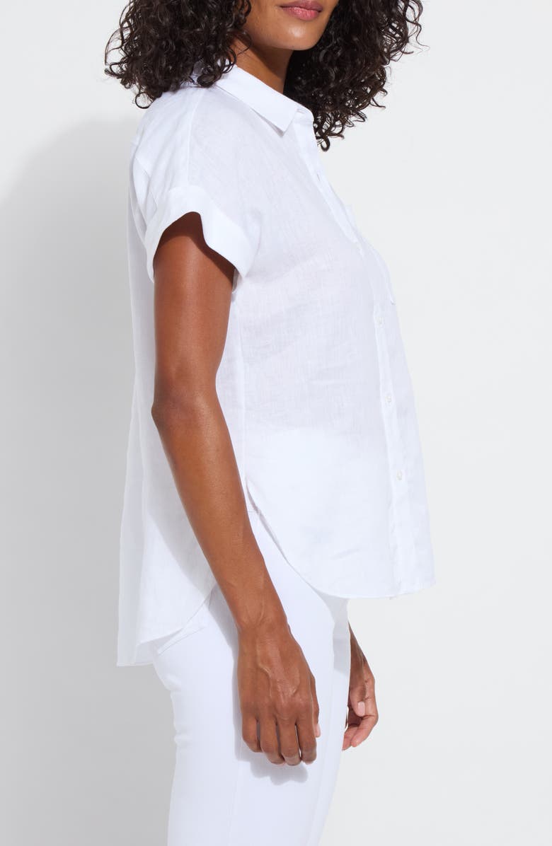Lysse Lyla Short Sleeve Linen Button-Up Shirt, Alternate, color, White