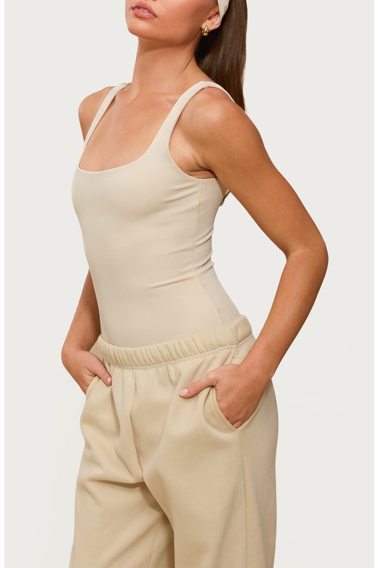 Liona Square Neck Bodysuit, Alternate, color, BEIGE