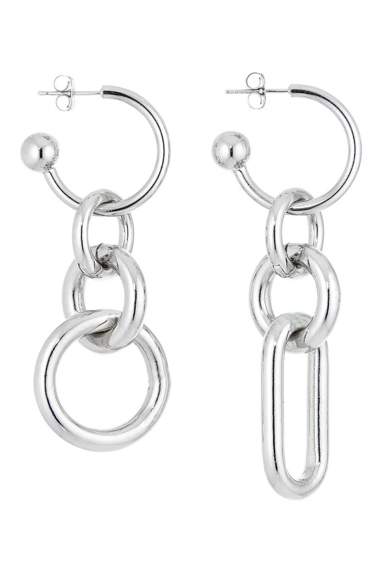Troy Mismatched Drop Earrings, Alternate, color, PALLADIUM