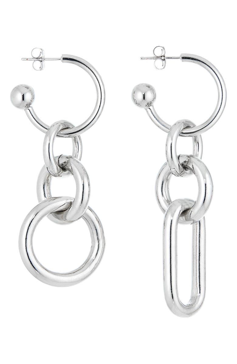Justine Clenquet Troy Mismatched Drop Earrings, Alternate, color, Palladium