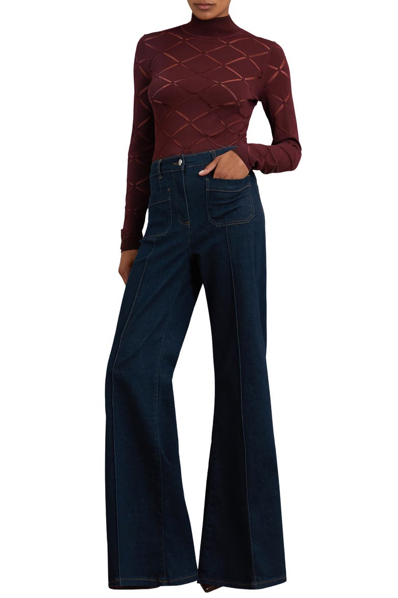 Serene Open Stitch Mock Neck Sweater, Alternate, color, RASPBERRY RED