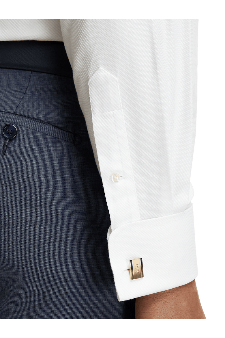 Non-iron Cotton Twill Spread Collar French Cuff Dress Shirt, Alternate, color, White