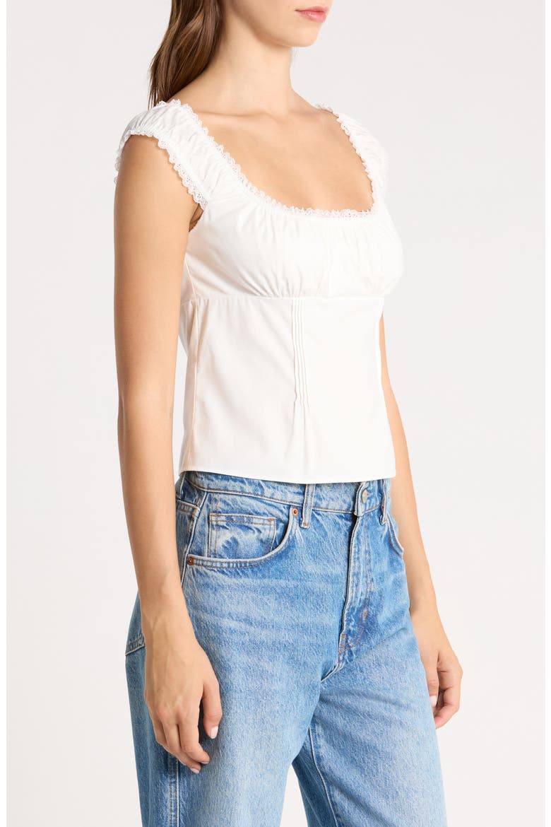 Amouret Lace Trim Square Neck Top, Alternate, color, WHITE
