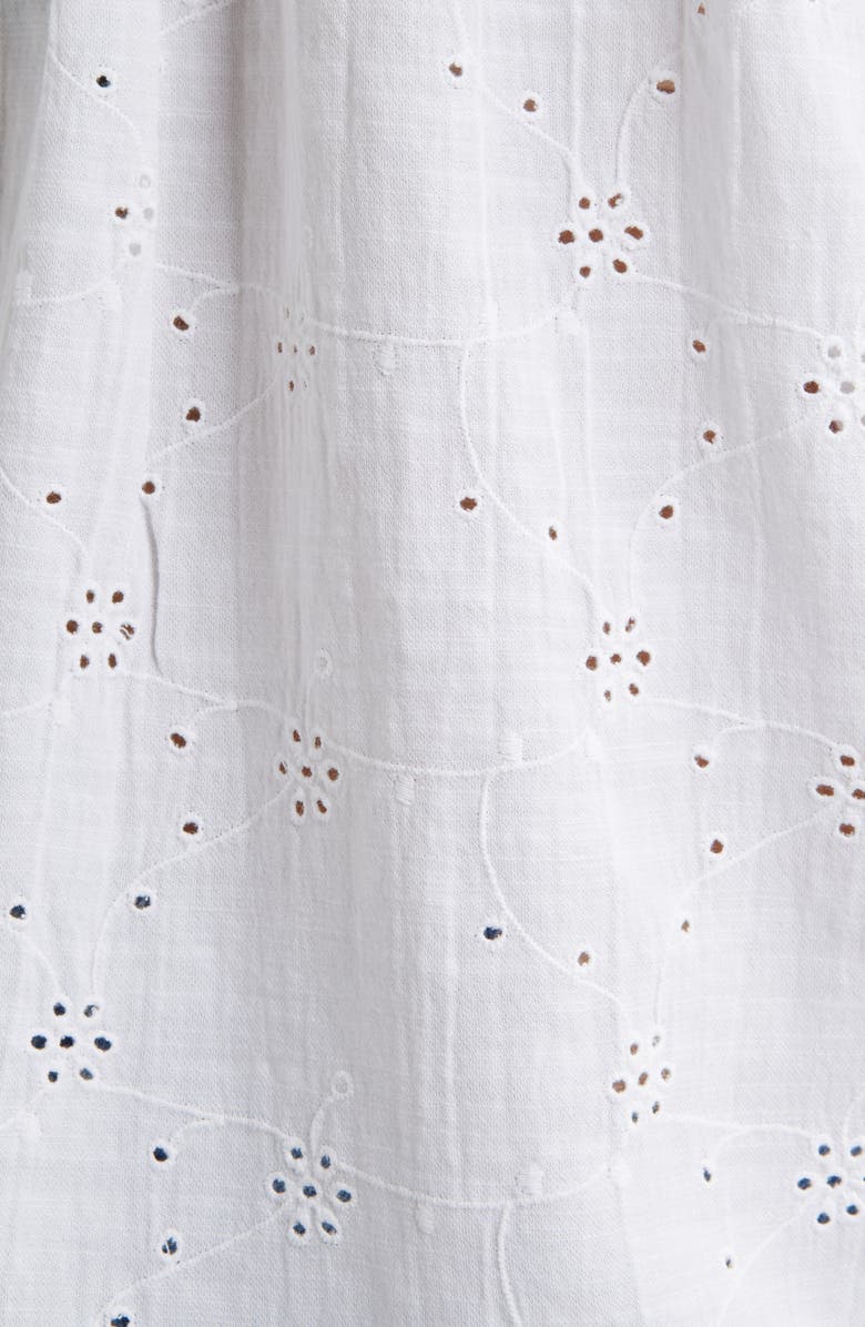 beachlunchlounge Noa Embroidered Cotton Blend Button-Up Top, Alternate, color, White