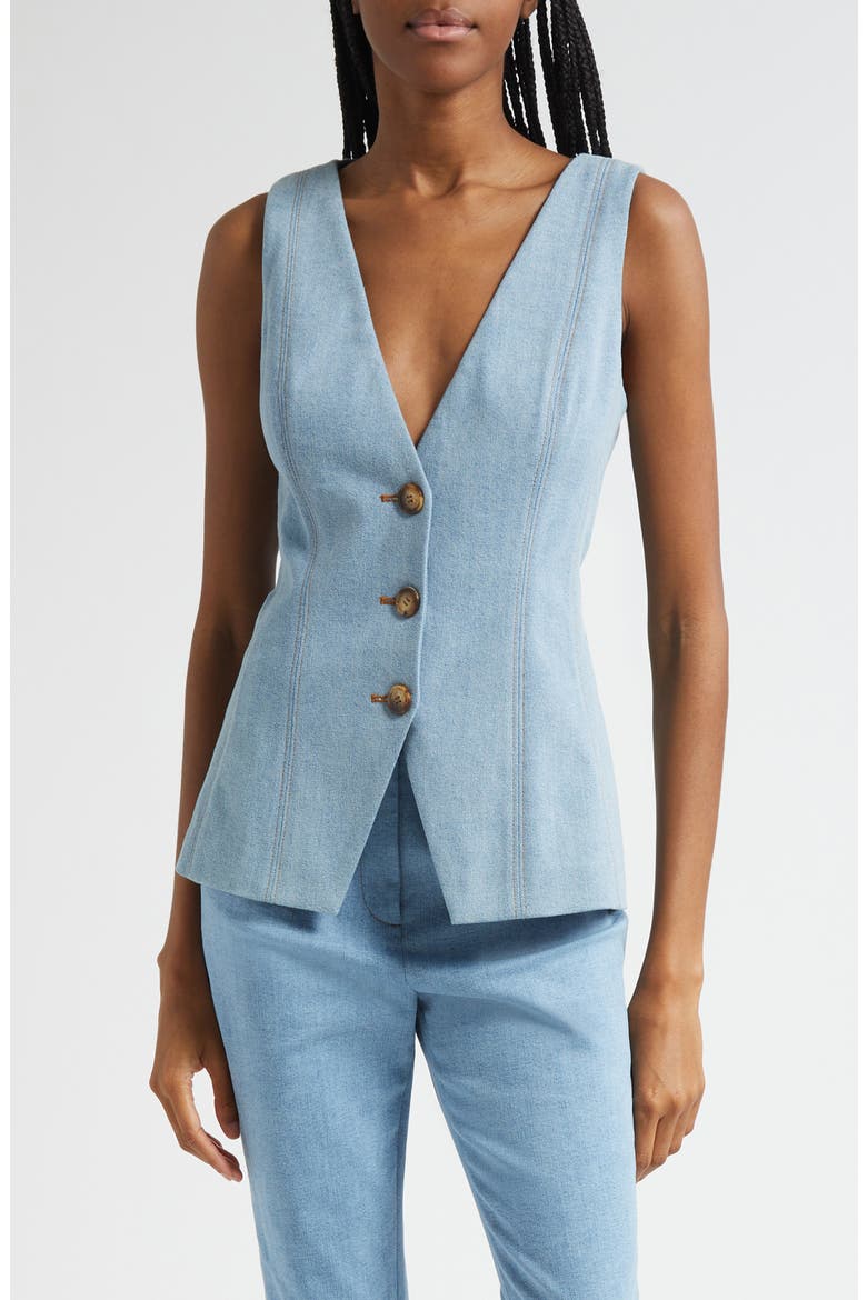 Avalina Denim Vest, Main, color, BLUE MIRAGE
