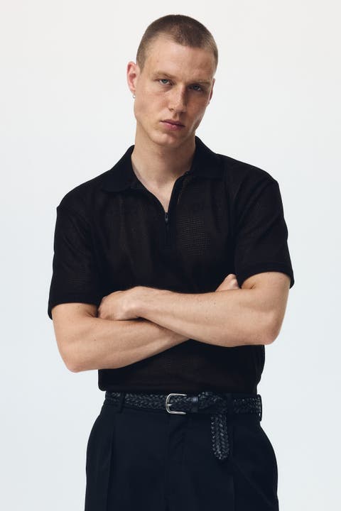 Regular Fit Hole-knit Polo Shirt