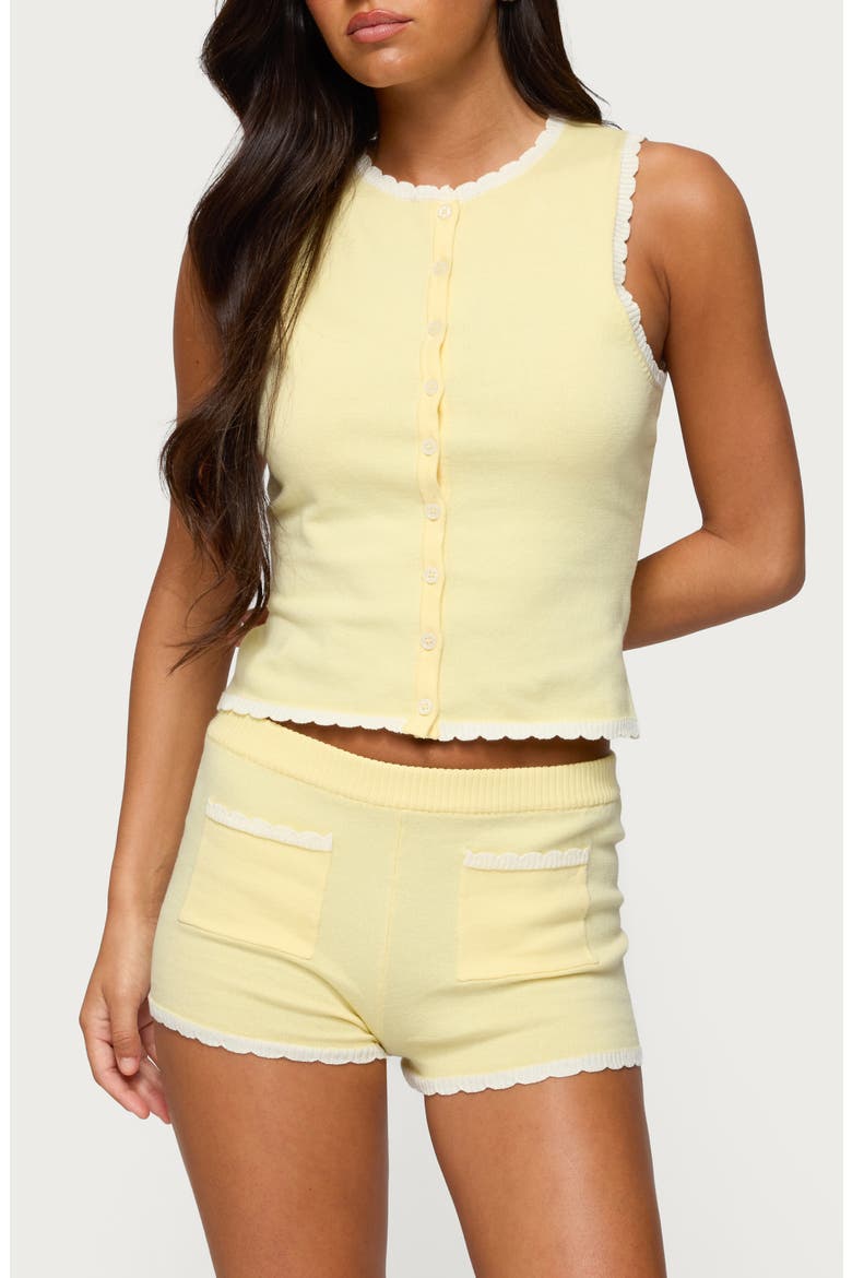 Leila Scallop Trim Crop Tank Top, Alternate, color, YELLOW