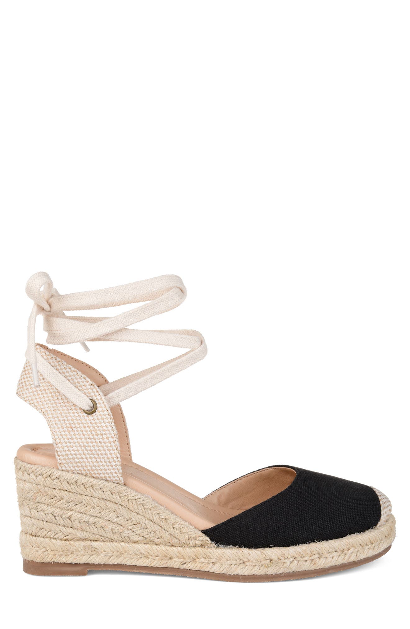 Journee Collection Monte Espadrille Ankle Strap Wedge Sandal, Alternate, color, Black