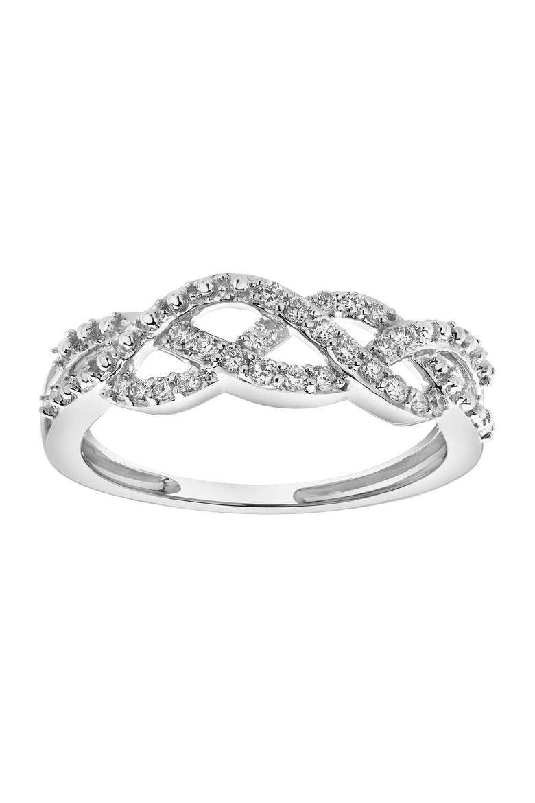 Solace 14K Gold Round Diamond Studded Infinity Ring - 0.21cts, Main, color, 14K White Gold