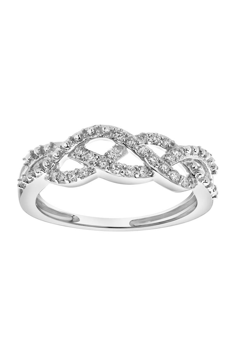LuvMyJewelry Solace 14K Gold Round Diamond Studded Infinity Ring - 0.21cts, Main, color, 14K White Gold