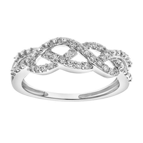 Solace 14K Gold Round Diamond Studded Infinity Ring - 0.21cts