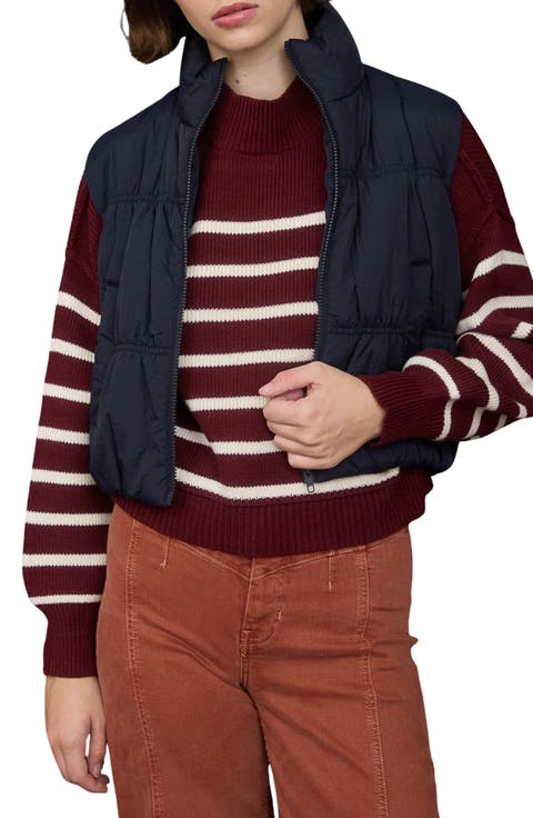 Collared Water Repellent Cropped Puffer Vest