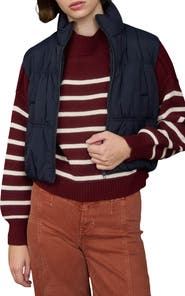 Blu Pepper Collared Water Repellent Cropped Puffer Vest