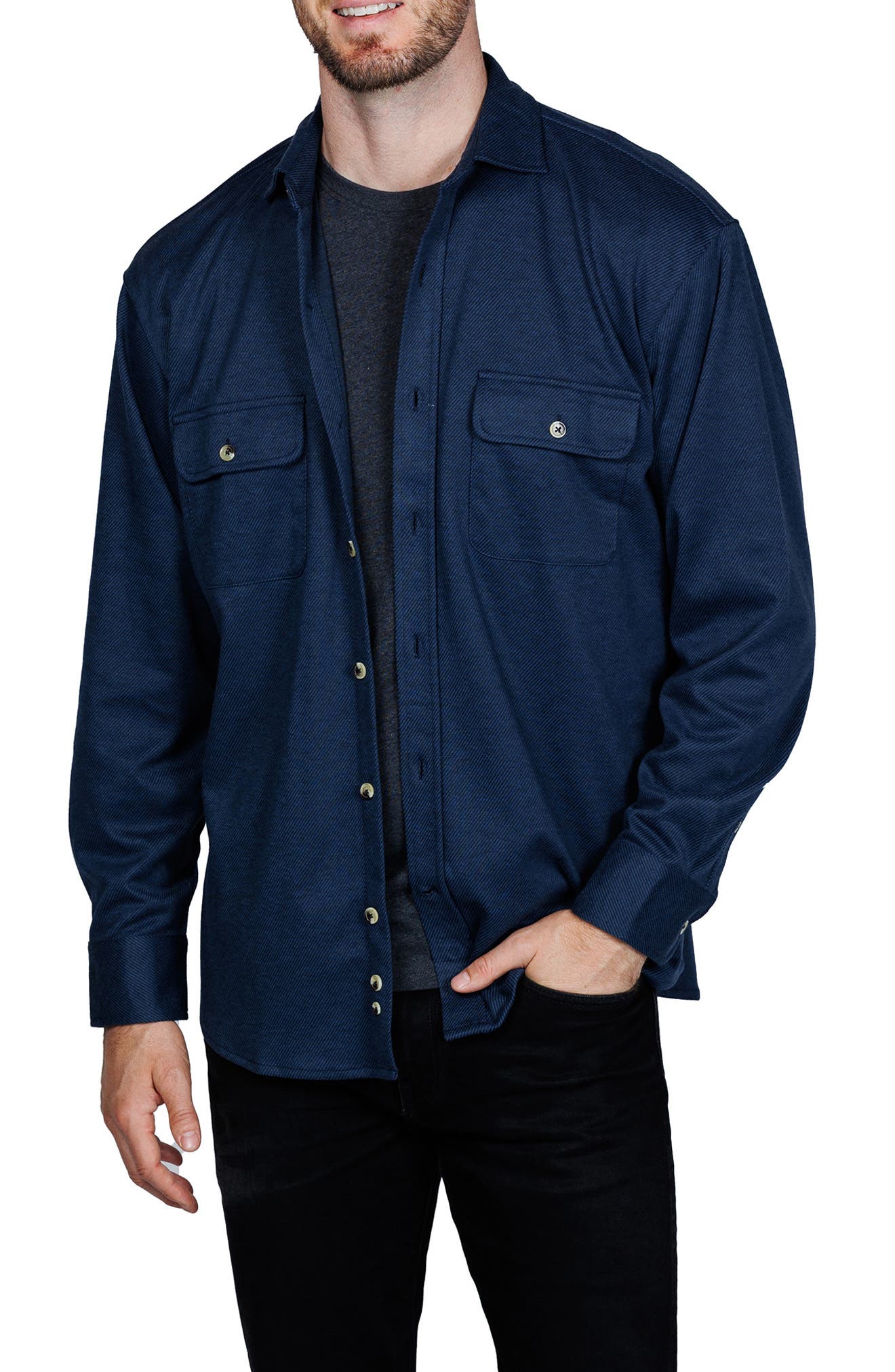 Melange Solid Shirt Jacket