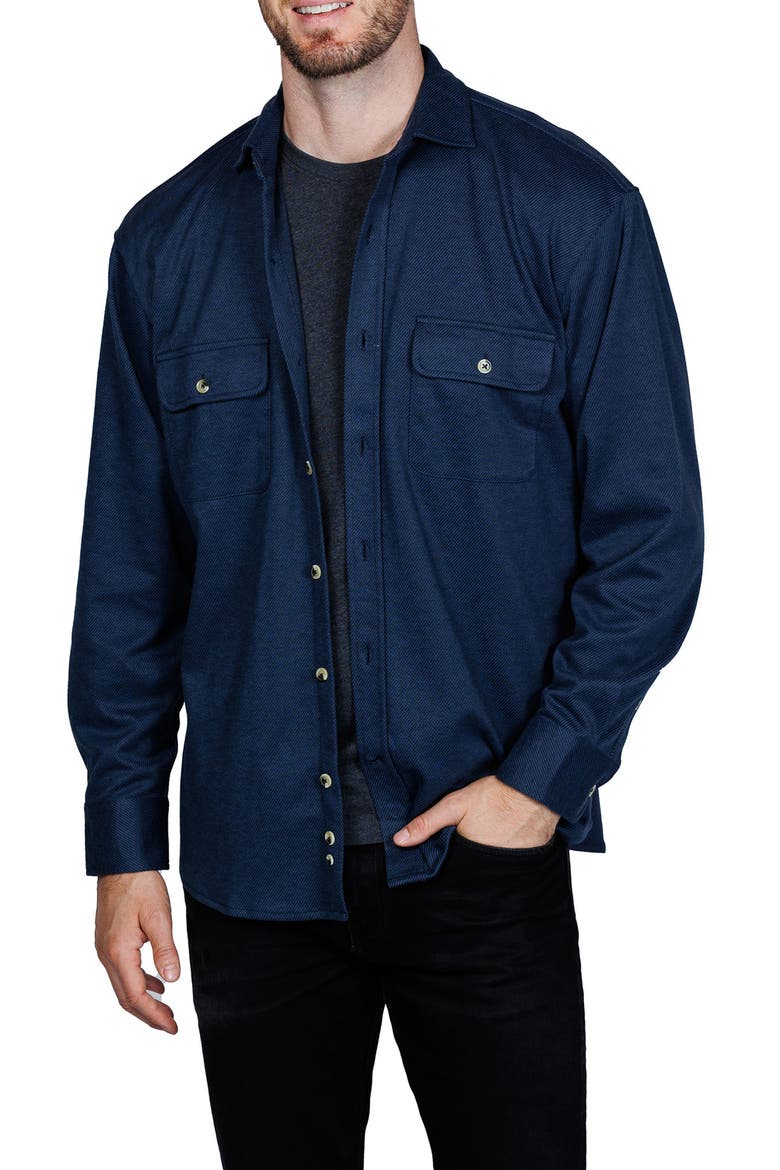 Mélange Solid Shirt Jacket, Main, color, NAVY