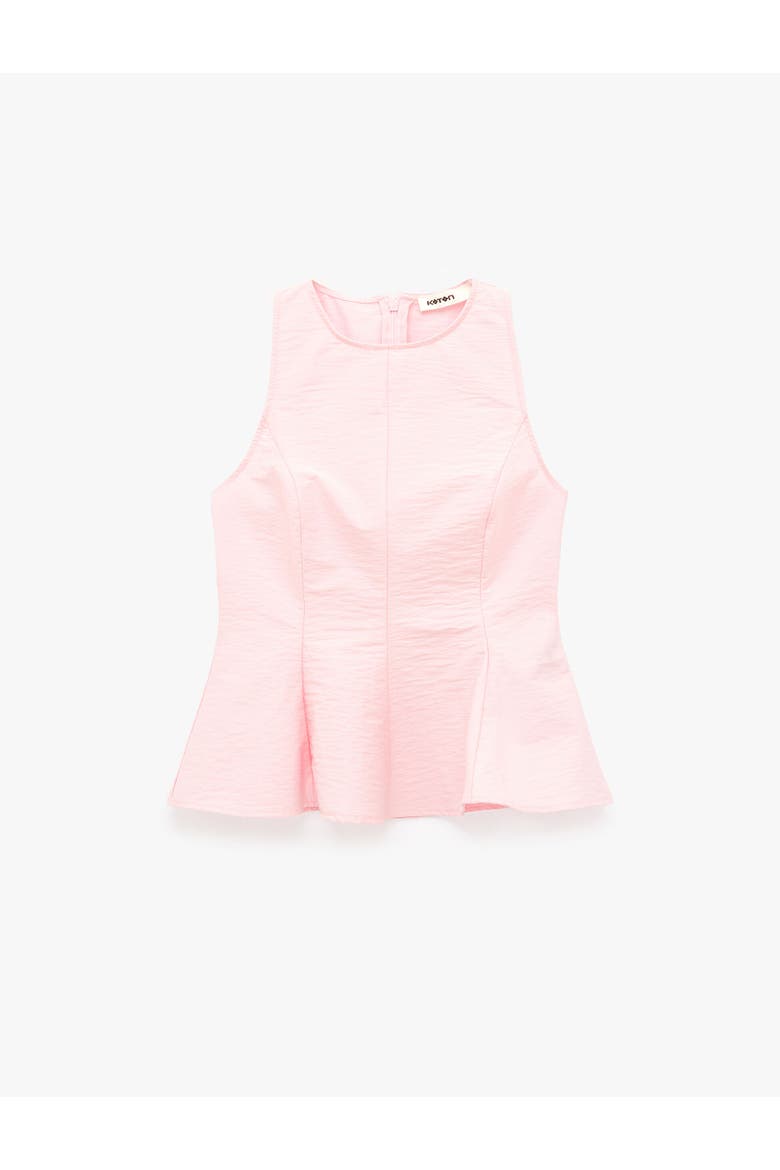 Crew Neck Sleeveless Peplum Top, Alternate, color, PINK