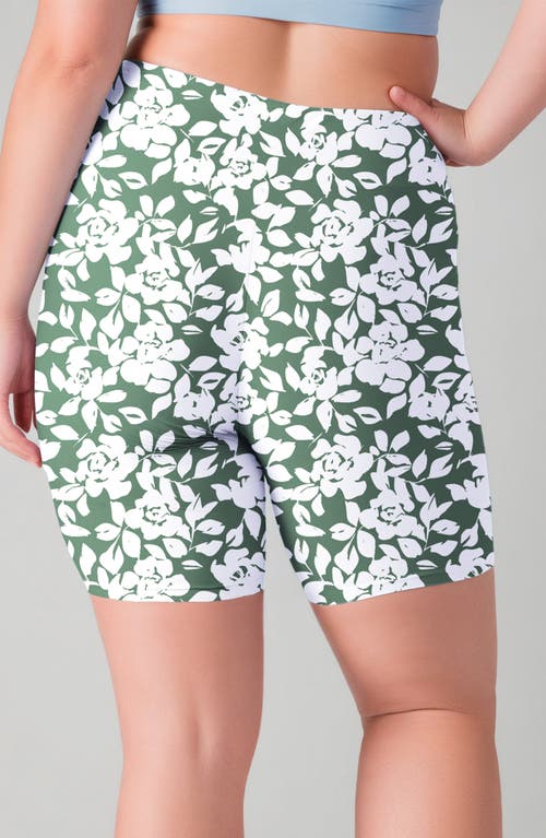 Calypsa Plus Size Mid-thigh Swim Shorts In Multi