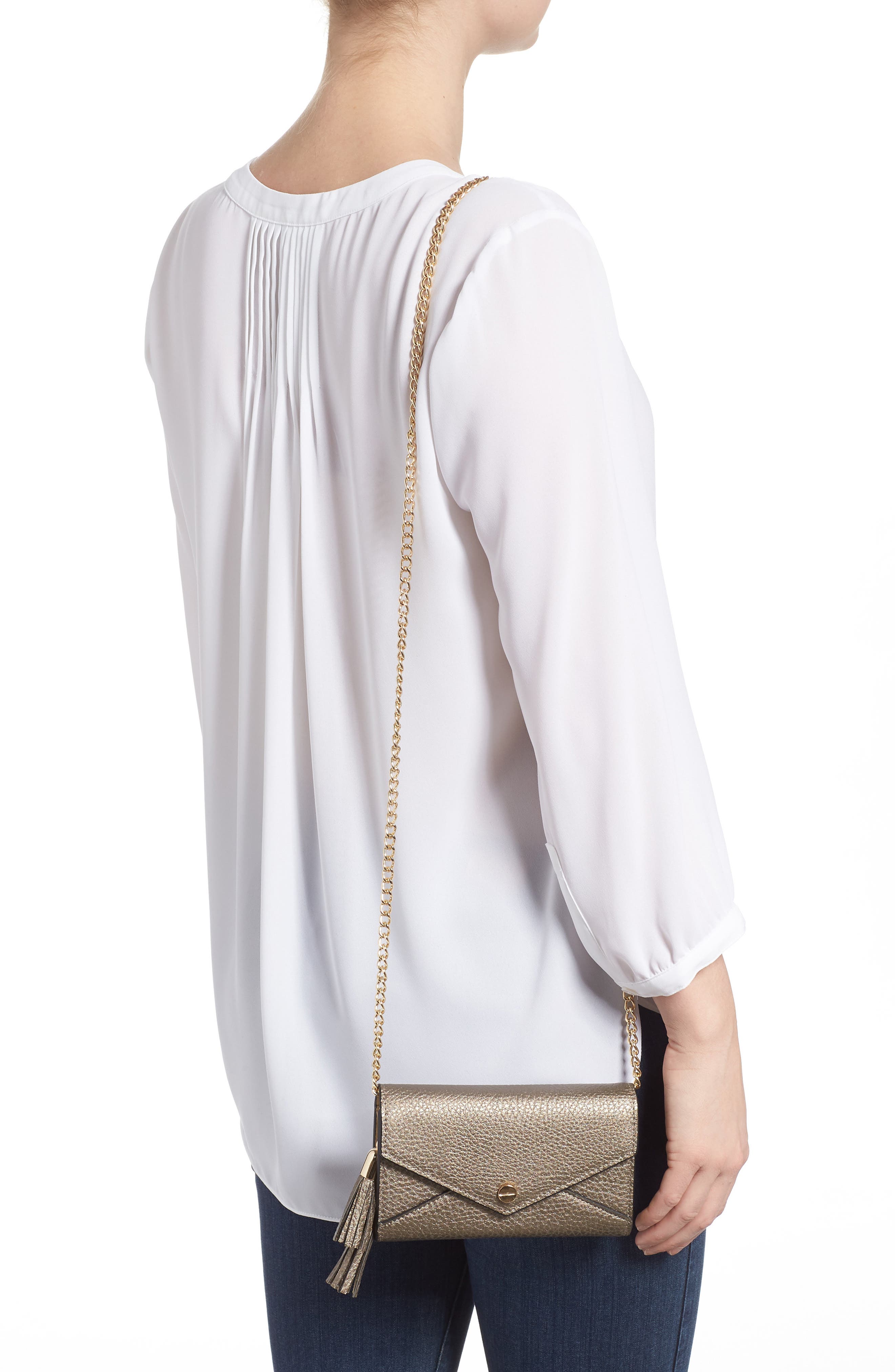 Mali + Lili Tassel Convertible Vegan Leather Envelope Clutch, Alternate, color, 