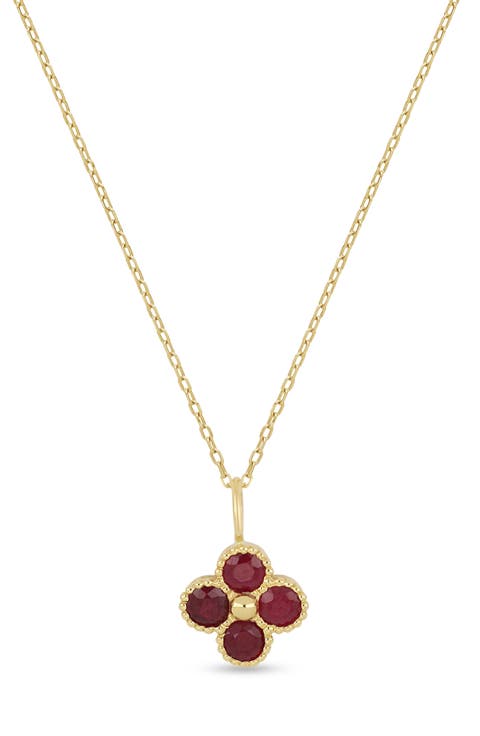 18K Gold El Mar Gemstone Clover Pendant Necklace (Online Trunk Show)