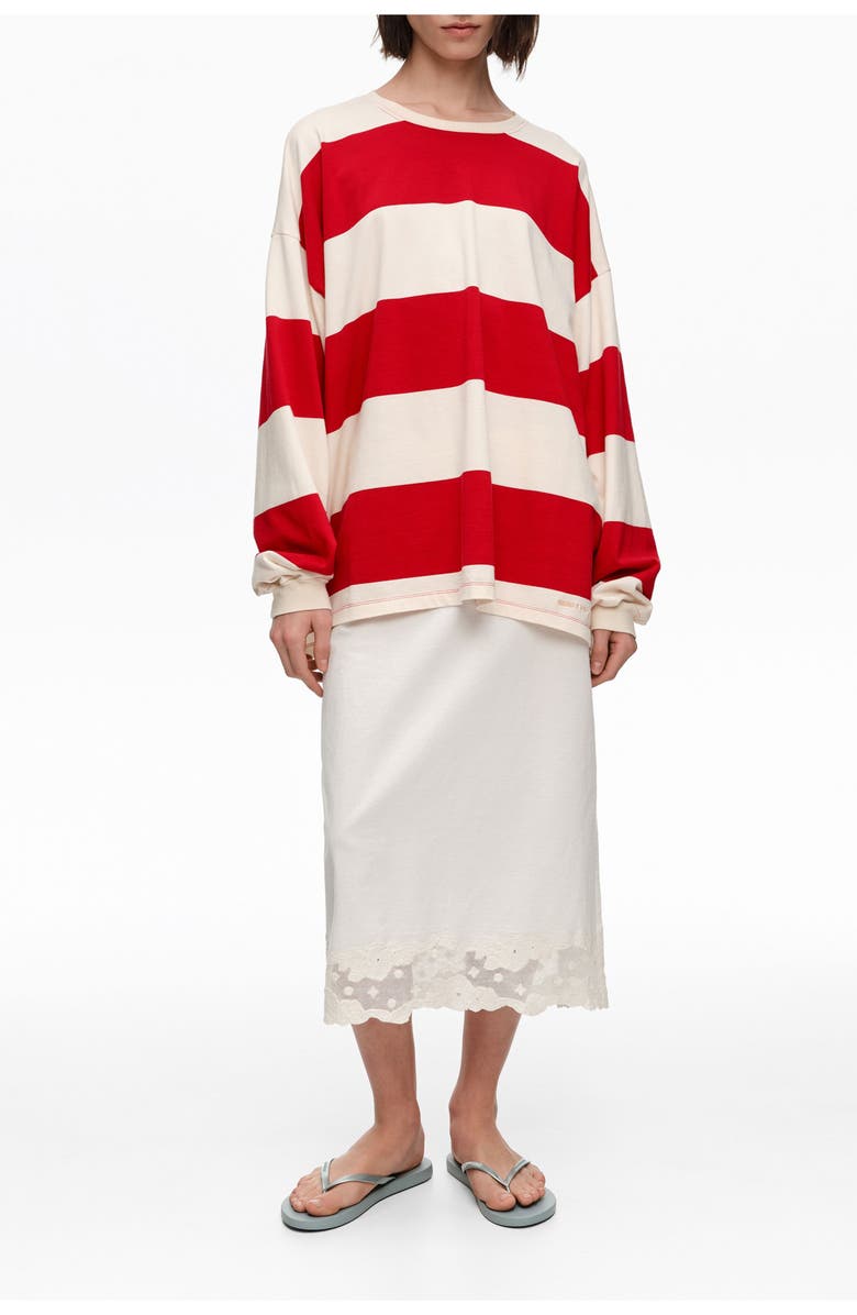 Bimba y Lola Cotton Lace Midi Skirt, Main, color, Ivory