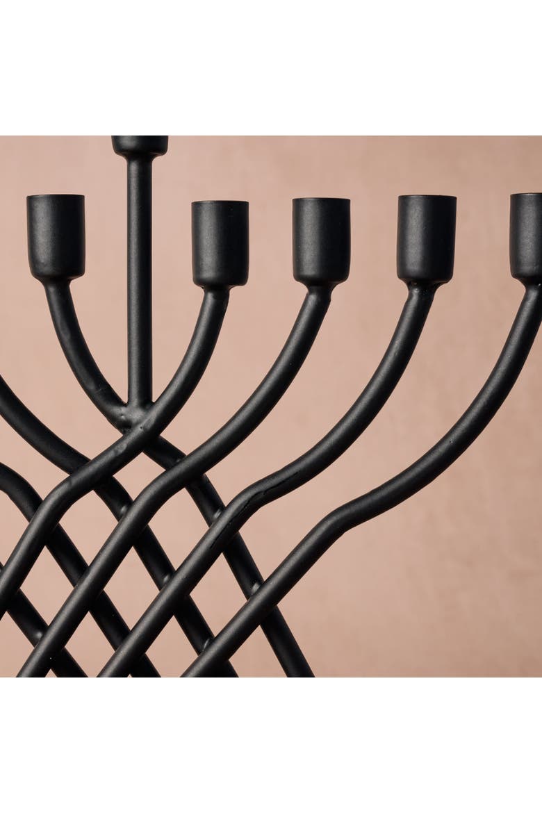 Sudaul Criss Cross Iron Menorah, Alternate, color, Black