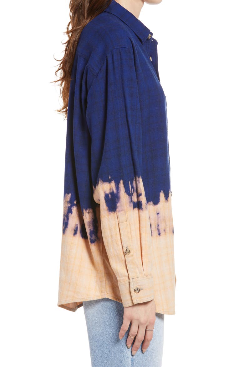 Pride Gender Inclusive Dip Dye Flannel Shirt, Alternate, color, NAVY DIP DYE PLAID
