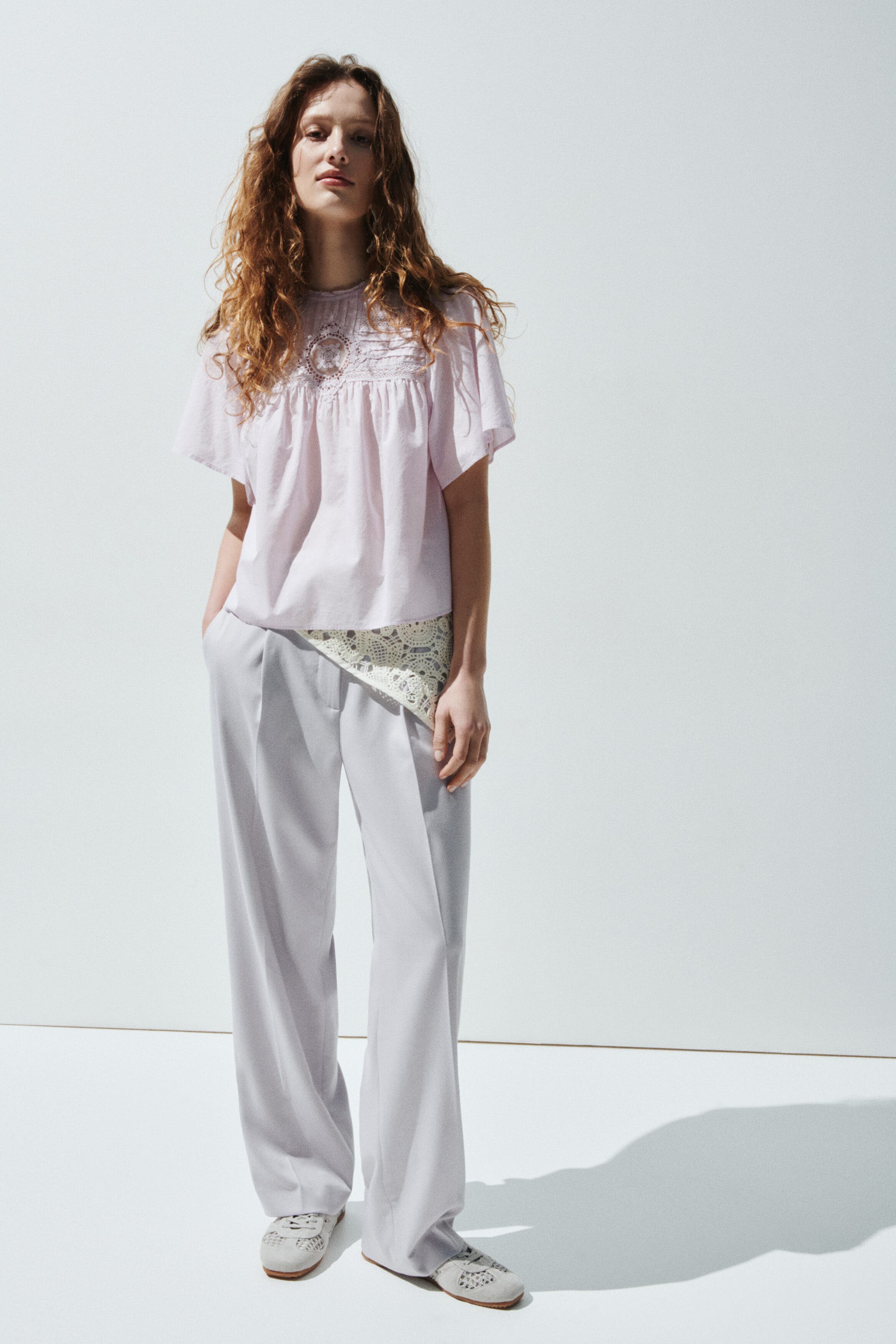 Cotton blouse with eyelet embroidery - image 2