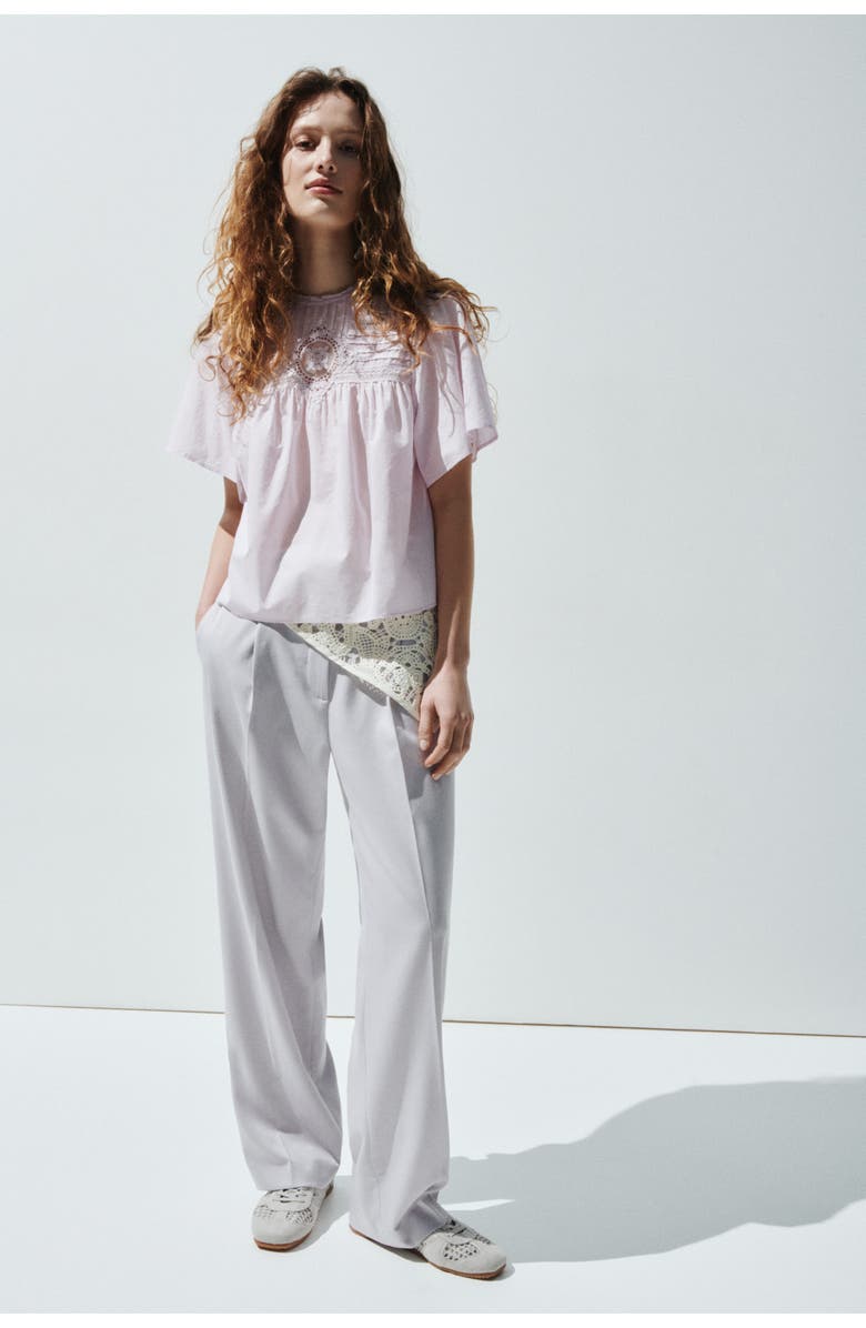 H&M Cotton blouse with eyelet embroidery, Alternate, color, Light Purple