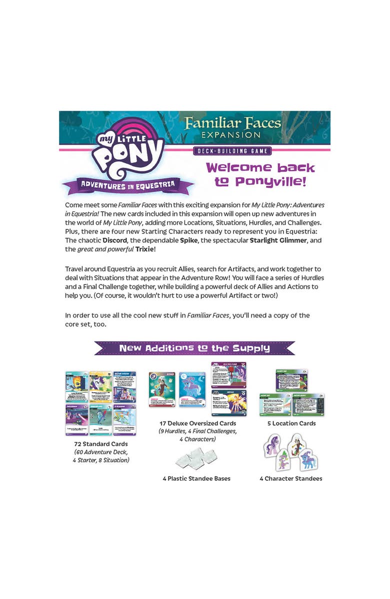 Renegade Game Studios My Little Pony Adventures In Equestria Familiar Faces Expansion, Alternate, color, Multicolored