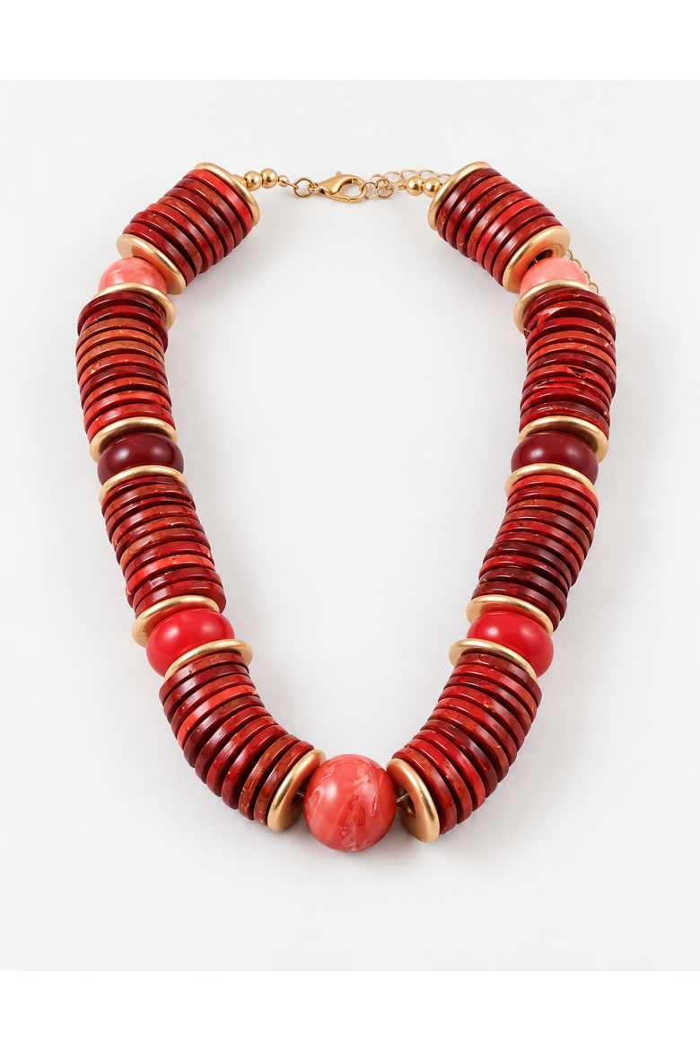 Red Hot Chili Pepper Beaded Necklace, Main, color, Red