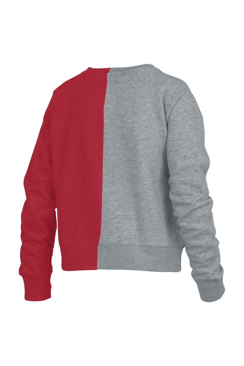 Women's Pressbox Heather Gray Wisconsin Badgers Half and Half Raglan Pullover Sweatshirt, Alternate, color, Heather Gray