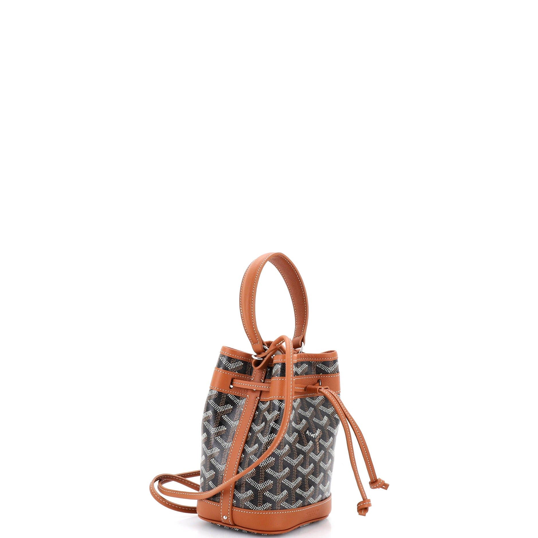 Pre-Owned Goyard Petit Flot Bucket Bag Coated Canvas Mini, Alternate, color, Brown