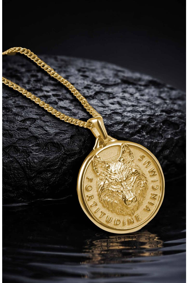 Wolf Pendant Necklace, Alternate, color, GOLD