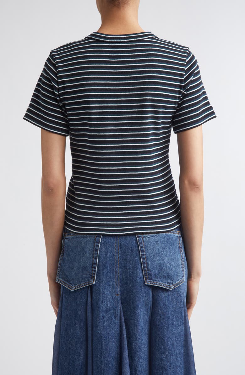 Sacai Stripe Rib Cotton T-Shirt, Alternate, color, Black
