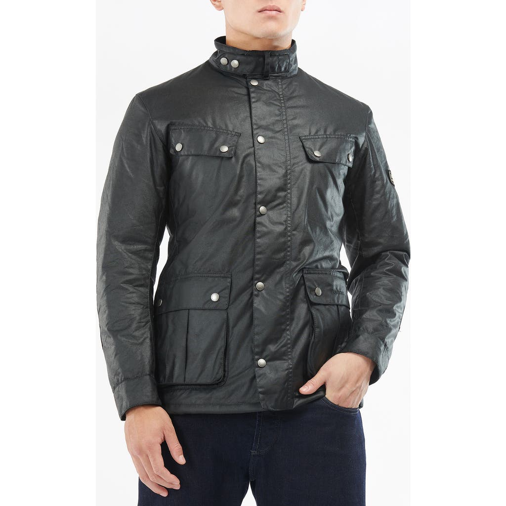 Barbour Tourer Duke Waxed Jacket In Black