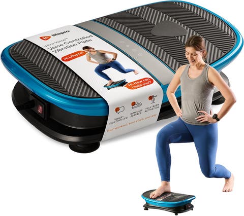 Curved Voice-Controlled Vibration Plate Exercise Machine with Heat Therapy for Recovery and Wellness