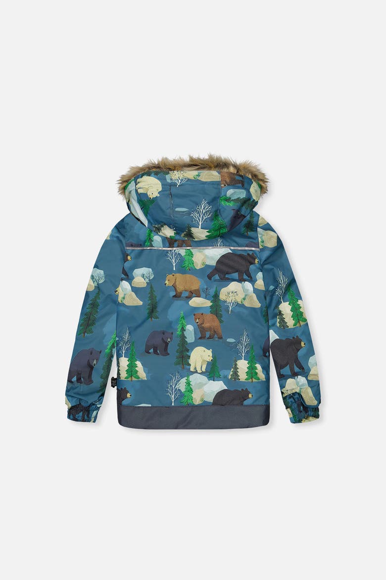 Discover Bear Jacket Snow Pants Two Piece Snowsuit, Alternate, color, Blue Bear Print