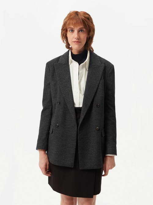 Gobi Mongolian Cashmere Double-breasted Cashmere Blazer In Charcoal