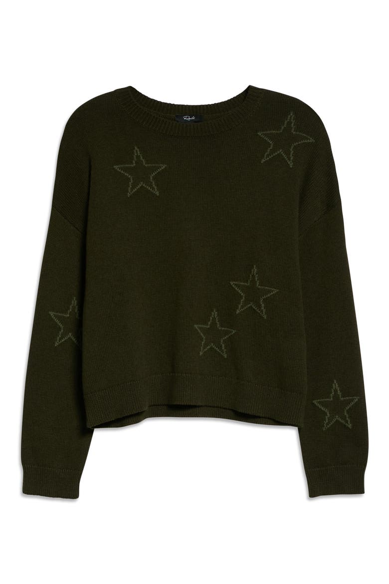 Perci Outline Stars Cotton & Cashemere Sweater, Alternate, color, OLIVE OUTLINE STARS