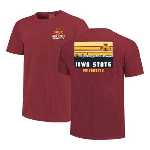 Image One Cardinal Iowa State Cyclones Striped Campus Skyline T-shirt
